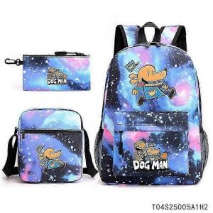 Sac a dos d'ecole isotherme pour enfants avec motif chien et homme Dav Pilkey en 3D, sac a dejeuner, trousse a crayons, cadeaux - Neuf