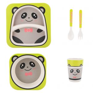 Ensemble De Vaisselle Pour Bebe, 5 Pieces, Assiettes, Fourchettes, Cuilleres, Tasses, Animaux Mignons (N¡Ã 1) - Neuf