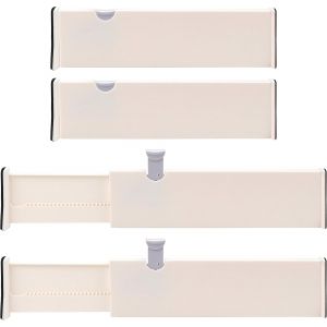 Séparateur De Tiroir Modulaire En Plastique (Lot De 4) - 37,5 X 10 Cm - Séparateur De Tiroir Extensible - Organiseur De Tiroir Pour Cuisine, Chambre, Salle De Bain, Bureau, Placard Et Commode - Neuf
