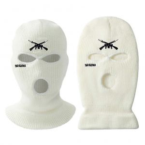 3 Trous Tricoté Chapeau Lettre Brodé Couvre-Visage Chaud Ski Couvre-Visage Pour Le Cyclisme En Plein Air Ski Course Blanc - Neuf