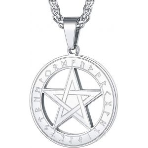 Trahoo-Collier Viking Homme Personnalisable Pendentif Médaille Vikings Plaqué Or/Acier Inoxydable/Noir Chaine 55+5cm Bijoux Nordique Porte Bonheur Pour Hommes Garçons - Neuf