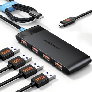 TTA-Hub USB C pour Ordinateur Portable avec 4 Ports USB 3.2 Gen 2(10 Gbps), Hub USB C Splitter Longueur de Câble 20CM Applicable pour Laptop - Neuf