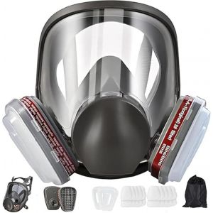 ChenQuanSarl-Masque De Protection Respiratoire Réutilisable - Masque À Gaz Complet - Masque Industriel Anti-Poussière Avec 22 Gants En Coton Filtrant - Pour Vapeurs Organiques, Poussière, Soudage - Neuf