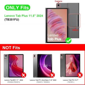 Coque Pour Lenovo Tab Plus 11.5 Pouces Tb351fu 2024,Housse Folio Avec Poche De Document Etui &Agrave; Rabat Pliable,Noir - Neuf