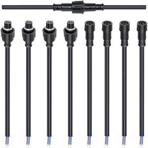 Lot de 4 connecteurs de câbles étanches à 2 broches 16 AWG mâle/femelle de 28 cm avec connecteur étamé pour connecteurs de câble étanches (lot de 4,noir) - Neuf