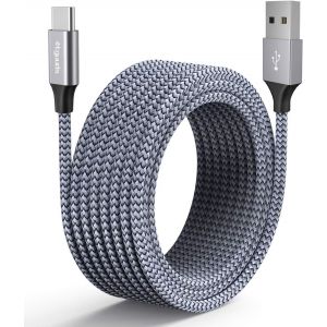 Thef-Câble Usb C 5m, Long Long Usb C Vers Usb Cable 3a Charge Rapide Nylon Chargeur Type C Cable Pour Iphone 15 Pro Samsung Galaxy S23 S21 S20 S10 S9 S8, Switch, Ps5 Etc - Neuf