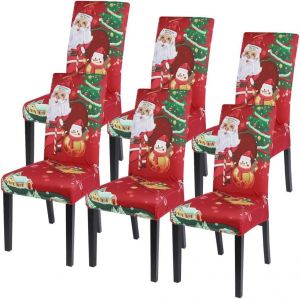Lot de 6 housses de chaise extensibles de Noël - Housses de chaise élastiques modernes - Décoration de chaise pour ajustement universel - Neuf
