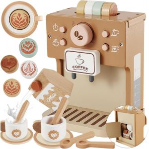 Eryi-Accessoire Dinettes Cuisine En Bois Pour Enfant Garçon Fille 3+ Ans, Cafetière En Bois Bébé Jouet, Jeu De Rôle Éducatif Cadeau D'anniversaire Pour Garçons Filles - Neuf