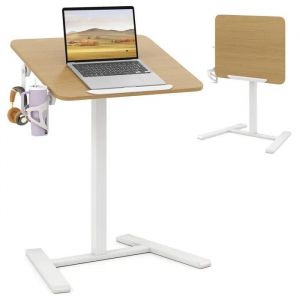 Costway Bureau Mobile Pliable Pour Pc Avec Plateau Inclinable À 90°Pour Travailler Assis-Debout - Neuf