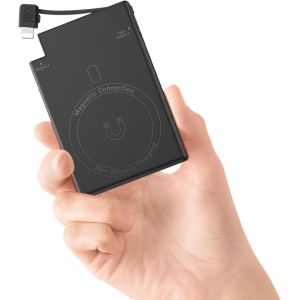 Eryi-Batterie Externe Magnétique 5000 Mah Avec Câble Intégré Pour Iphone 14/13/12/11/10, Chargeur Portable Ultra Fin Et Légère, Petite Batterie De Secours Compacte (Charge Non Sans Fil) - Neuf