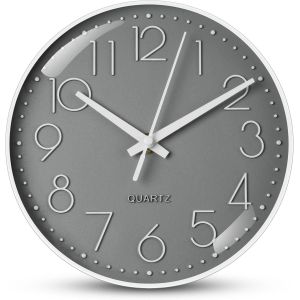 ChenQuanSarl-20Cm Horloge Murale Design Moderne, 8 Pouces Horloge Murale Ronde Moderne Horloge Murale Silencieuse, Mouvement &Agrave; Quartz Silencieux Pour Salon, Bureau, Chambre (Gris) - Neuf
