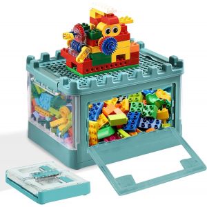 Tianyi-Alouweekukky Enfants Caisse Rangement Pour Lego Briques, Pliables Bac Plastique Avec Couvercle Jouets, Plastique Pour Enfants Boite Rangement, Doubles Ouvertures Avec Poulies, Adaptées Aux Enf - Neuf