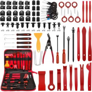 MEVRONISSHOP-330 Pi&egrave;ces Outils De D&eacute;Montage De Garnitures Trousse, Outil Demontage Garniture Voiture, avec Ensemble &agrave; Pince et Extracteur D&iquest;Attaches, pour Voiture Porte Panneau Tableau de Bord, Rouge - Neuf