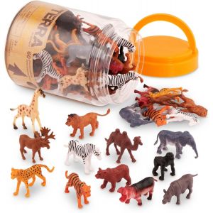 Eryi-- 60 Pièces - Créatures Sauvages - Mini Figurines D'animaux Réalistes - Lion, Hippopotame, Tigre, Ours Et Autres Animaux De Safari - Jouets Éducatifs Pour Enfants, 3 Ans Plus - Neuf