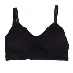 Soutien-Gorge D'allaitement Noir Mains Libres En Nylon A 3 Boutons Avec Bretelles Reglables Pour La Maison, Taille Xxl - Neuf