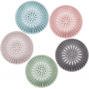 Hair catcher Couvercle de drain de douche en silicone durable facile à installer et à nettoyer Costume pour salle de bain,baignoire et cuisine Paquet de 5 - Neuf