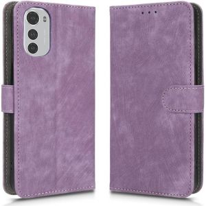 Mdy-Housse Pour Motorola Moto E32 4g Etui, Rfid Protect Pu/Tpu Cuir Coque Magnétique Portefeuille, Violet - Neuf