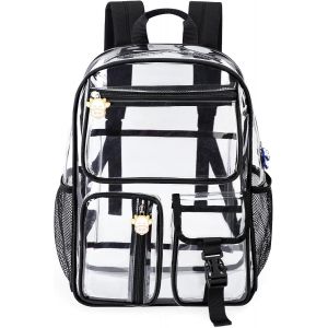 SJZG-Sac À Dos Transparent Pour Femme - Imperméable - Super Pvc - Style Décontracté - Sac À Dos Tendance Pour Femme, Noir/9063 - Neuf