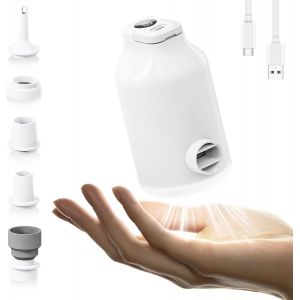 Pompe &Agrave; Air Gonfleur &Eacute;lectrique Avec Batterie Pour Matelas Lits Gonflable, Sacs De Rangement Sous Vide, 5 Buses & Lampe De Camping, Gonflage Et D&eacute;gonflage Rapides, Portatif Pour Bou&eacute;e Piscine - Blanc - Neuf