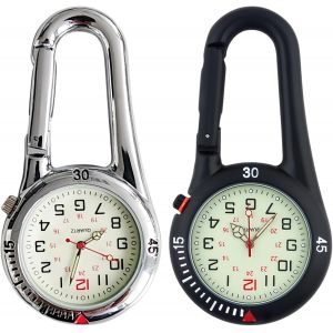 Gouts Et Couleursclip Sur Mousqueton Montre,2 Pièces Lumineuses Mousqueton Montre,Montres A Mousqueton,Montre De Poche A Mousqueton,Montre De Poche Numérique Pour L'extérieur Pour Randonnée,Sports Pl - Neuf