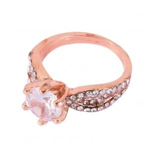 Bague Elegante En Zircon Plaque Or Rose Pour Femmes Et Filles, Bijou A La Mode, Cadeau Ideal, 6# - Neuf