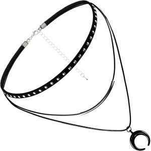Kal-Multilayer Collier Vintage Coeur Etoile Choker Chaîne Dentelle Croix Punk Gothique Pendentif - Neuf