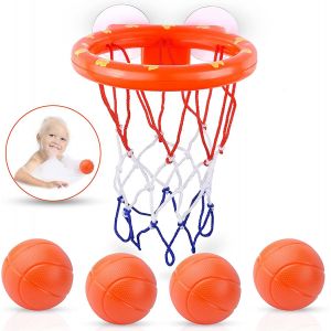 Jouets De Bain, Panier De Basket-Ball Pour Les Tout-Petits, Garçons Et Filles, Avec 4 Balles Souples Et Solide Ventouse, Le Plaisir De Bain Jeu De Tir Et Des Jouets De Bain - Neuf