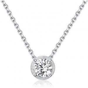 Collier Pendentif Pierre De Naissance Pour Femme - Argent Sterling 925 Naissance Cristal Gemme Chaines Collier 12 Mois Solitaire Birthstone Bijoux Pour Mère Filles - Neuf