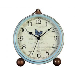 Réveil vintage de 5 pouces avec boîtier en métal et lentille en verre, mouvement à quartz, montage mural - Neuf