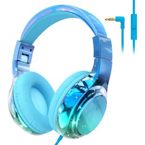 LORANKA-Casque pour Enfant,Ecouteur Filaire avec R&eacute;glable/Pliable, Casque Audio Filaire avec Micro, 85/94 DB Volume Limit&eacute;,Casque Enfant pour Apprentissage/PC/Phone/Gamin (Bleu) - Neuf