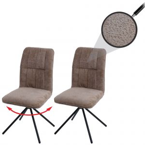 Lot de 2 chaises de salle &agrave; manger HWC-N99, chaises de cuisine chenille (340 g/m&sup2;) &Ouml;ko-Texmarron clair - Neuf
