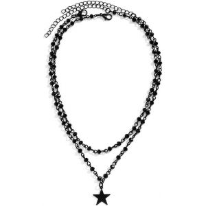 Kal-Croix Noire Collier Gothique Couches Étoiles Lune Collier Halloween Femmes Et Filles Bijoux (Noir D) - Neuf