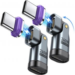 240W Usb C À Usb C Connecteur Magnétique [2 Pièces], 16Pin Rotatif À 180°, 48V/5A Pour Phone 14 15 16 Pro Max, Pad Mini 6, Samsung Galaxy S24 S23 A54[Z2559] - Neuf