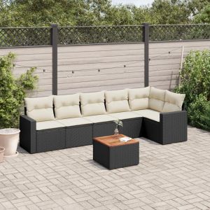 Prolenta Premium - Salon De Jardin 7 Pcs Avec Coussins Noir R&eacute;sine Tress&eacute;e - Neuf