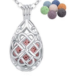 Colliers Longs Pour Femme, Diffuseur D'aromath&eacute;rapie Pour Huiles Essentielles Pendentif Attrape R&ecirc;ves Plaqu&eacute; Argent Diffuseur Boh&egrave;me Cadeau D'anniversaire Pour Vos Femmes - Neuf