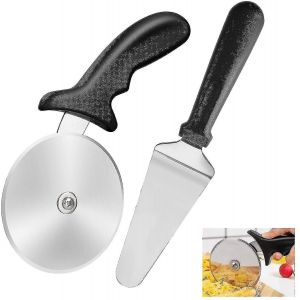 Ensemble Coupe-Pizza Et Pelle En Acier Inoxydable Avec Poign&eacute;e - Neuf