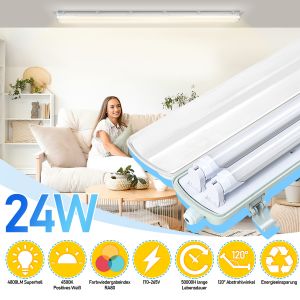 4x Lampe Led Pour Locaux Humides Lampe De Bureau Cave Lampe 150cm 2 X 24w Tube T8 Blanc Neutre 4500k Ip65 - Neuf