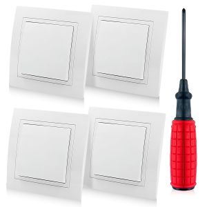 CHECARZHN--NO1-Lot De 4 Interrupteurs Marche/Arrêt Encastrés 10 A 250 V Tout-En-Un Interrupteur Vi En Blanc, Interrupteur De Lumière, Interrupteur De Lumière Encastré Avec Tournevis, Interrupteur - Neuf