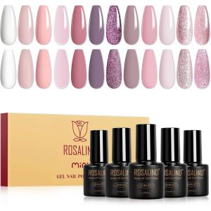 Vernis Semi Permanent,12 Couleurs Blanc Rose Nude Violet Gruau Vernis À Ongles,Soak-Off Uv/Led Vernis Gel Semi-Permanent Pailleté Manucure Cadeau - Neuf