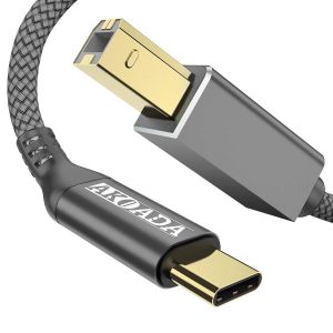 APT-Câble d'imprimante USB C vers Type B 2.0 - Câbles de scanner en nylon (Gris, 1.5M) - Neuf