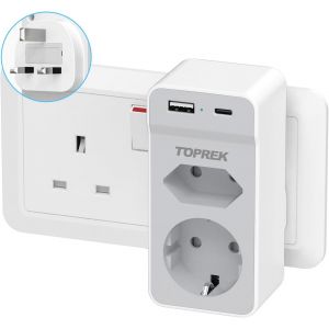 JGD-Adaptateur Prise Anglaise, Adaptateur de Voyage Prise Anglaise UK Angleterre France avec 2 USB, Multifonction 4 en 1 Prise, pour Irlande,Singapour - Neuf