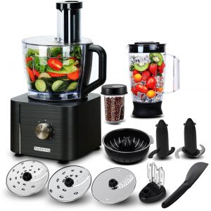 NouvelHorizonstore-Robot Cuisine Multifonction,1100W Robot Multifonction,11 en 1 Robot Culinaire inclus Hachoir, Crochet P&eacute;trisseur,Mixeur, Presse-agrumes et Moulin &agrave; Caf&eacute;, 3,2L Bol et 1,5L Blender - Neuf