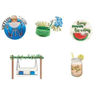 Hjlian Ensemble De Decoration De Plateau A Plusieurs Niveaux D'ete Articles De Decoration De Plateau A Plusieurs Niveaux En Bois De Ferme Theme D'ete Mini Panneaux En Bois Decorations De Cuisine A Domicile - Neuf