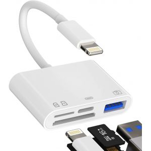 lbgwp60-Lecteur De Carte Lightning Sd Adaptateur Usb (4 En 1) Otg 3.0 Pour Appareil Photo Numérique Carte Mémoire Micro Sd Tf Lecteur De Cartes Pour Iphone 14 13 Câble De Charge Pour Apple Mfi Certif - Neuf