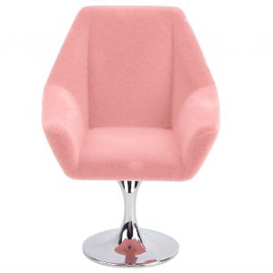 Mini fauteuil pivotant pour maison de poupee miniature 1:12, accessoires de chaise floquee, rose - Neuf
