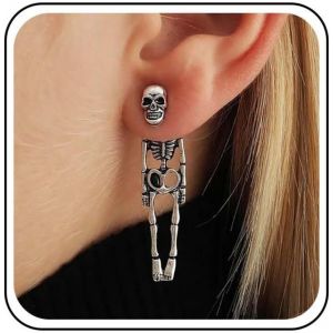 Kalhx-Boucles D'oreilles Squelette Gothique Boucles D'oreilles Squelette Doré Boucles D'oreilles Punk Crâne Boucles D'oreilles Crâne Halloween Boucles D'oreilles Crâne Os Effrayant Boucles - Neuf