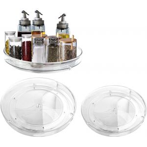 Lazy Susan Lot De 2 Organiseurs De Rangement Pour Placards De Cuisine Rotatifs 23/27 Cm - Neuf