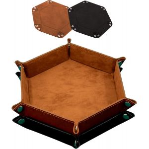 2 Pi&egrave;ces Piste De D&eacute;s Cuir Et Velours Plateau De Des Pliable Pour Dnd Rpg Jeux De Table, Noir Et Marron - Neuf