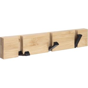 Porte-manteau Mural avec 3 Crochets R&eacute;tractables, Rail &agrave; Crochets en Aluminium peu Encombrant pour Entr&eacute;e, Salle de Bain, Chambre et Bureau, Bois - Neuf