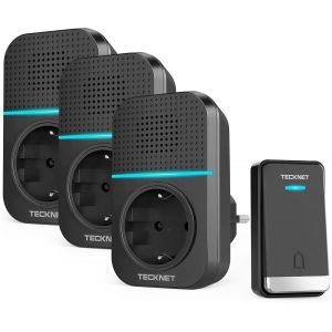 Kalanka-Sonnette Sans Fil 400 M&egrave;tres, &Eacute;tanche Ip65 Avec Fonction De Charge Et Lumi&egrave;re Led Kit De 1 Carillon Et 3 R&eacute;cepteur Enfichables, 60 M&eacute;lodies 5 Niveaux Volumes, Pour Maison, Bureau, H&ocirc;tel - Neuf